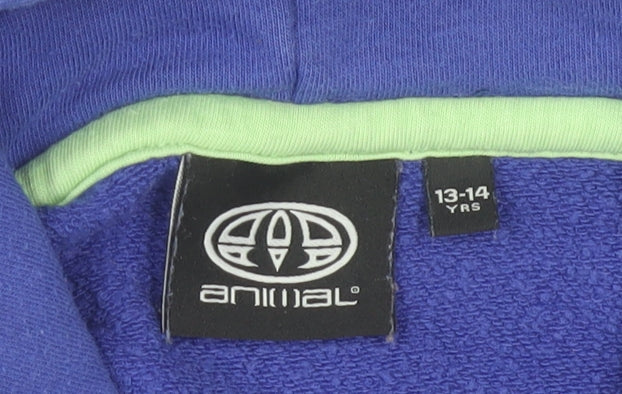 Animal Boys Purple Pullover Hoodie 13-14 Years Graphic Logo Cotton Blend