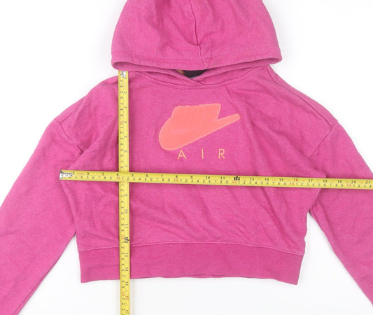 Nike Girls Pink Pullover Hoodie Size 146cm Logo Sportswear Sweatshirt