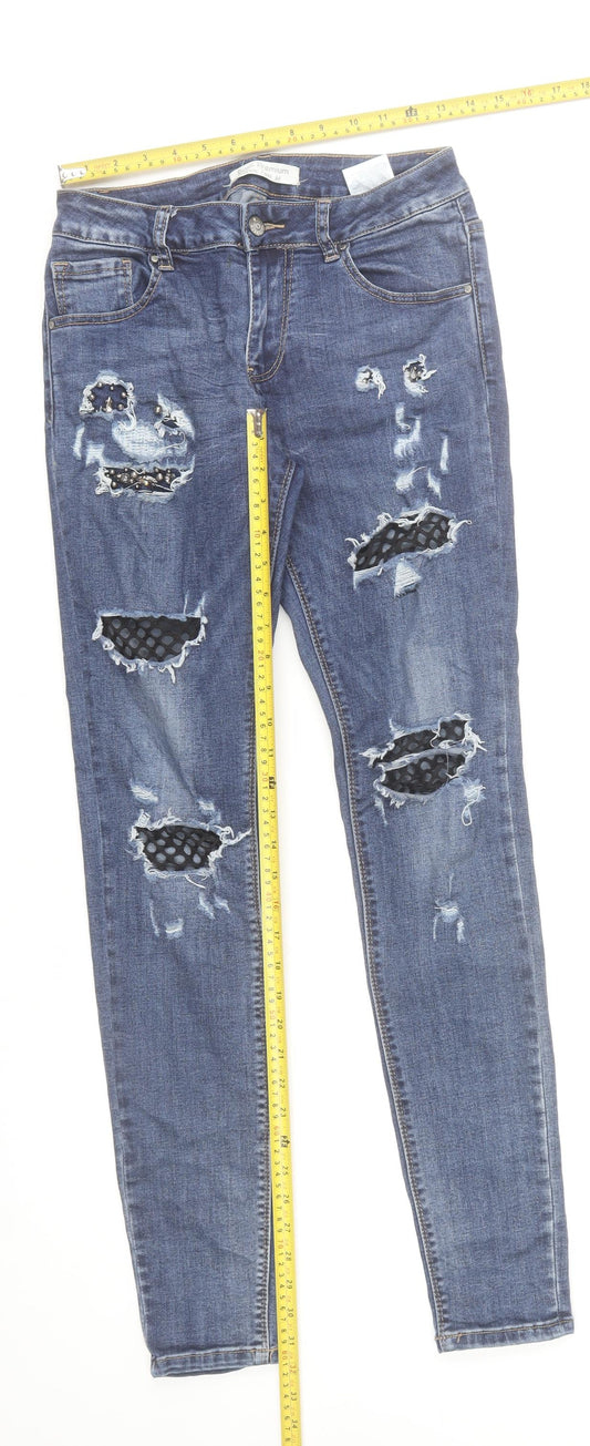 Riosis Premium Women Blue Distressed Skinny Jeans Size M
