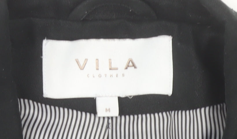 Vila Women's Black Single-Breasted Blazer Jacket Size M