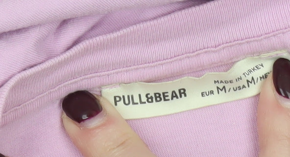 Pull&Bear Women's Pink Graphic Cotton Short Sleeve T-Shirt M