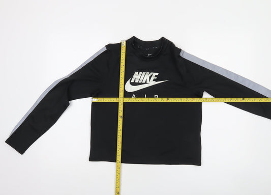Nike Women Black Dri-FIT Air Long Sleeve Cropped T-Shirt M