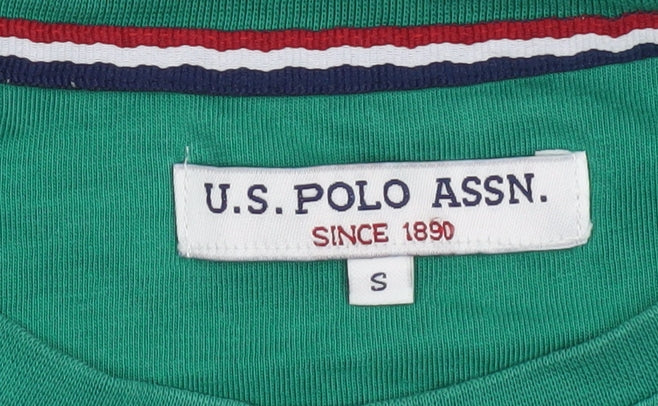 U.S. Polo Assn. Men's Green Cotton Crew Neck Short Sleeve T-Shirt Size S