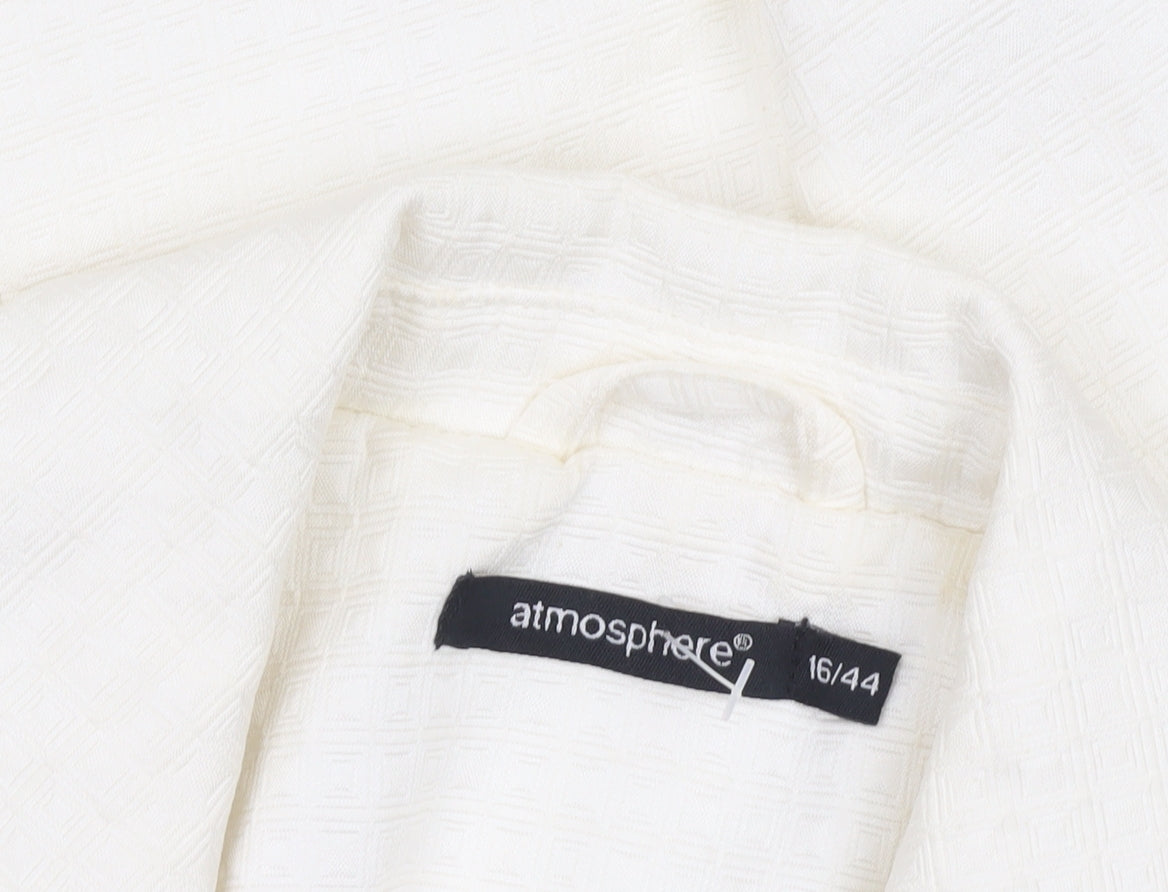 Atmosphere Women Ivory Textured Single-Breasted Blazer Size 16