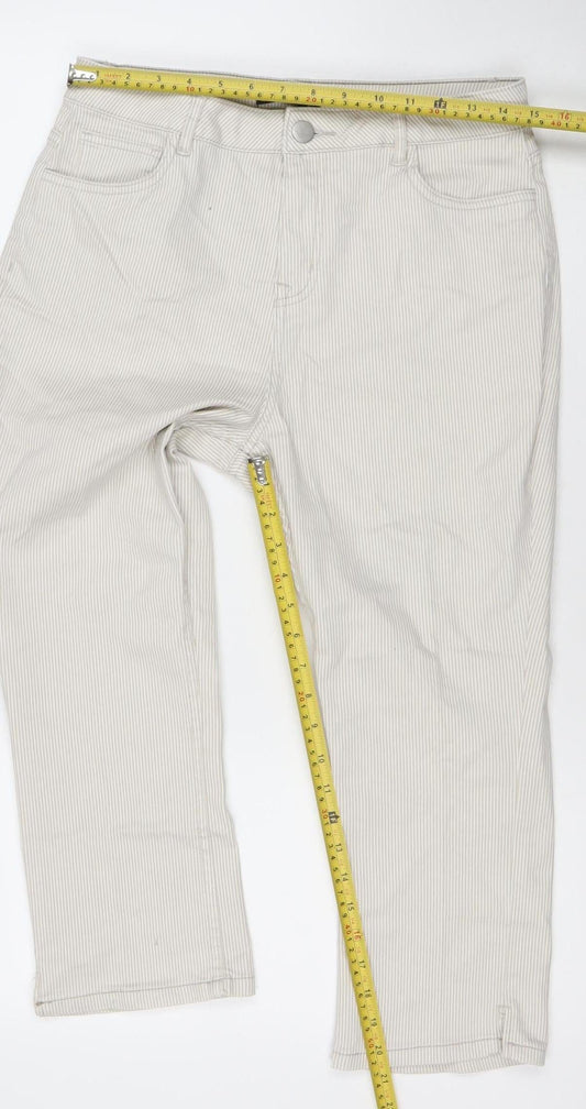 Dunnes Women’s Beige Striped Straight Jeans Size 14 Regular Fit