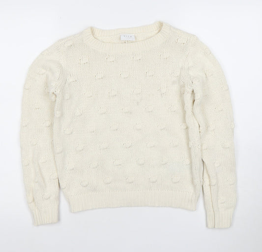 Vila Womens Ivory XS Chunky Knit Cotton Acrylic Jumper