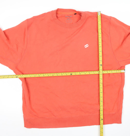 Superdry Women Coral Orange Crew Neck Pullover Sweatshirt Size L