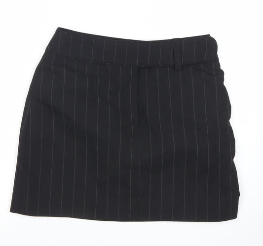 NAFNAF Womens Black Wool Blend Pinstripe Pencil Skirt Size 10