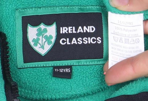 Ireland Classics Boys Green Fleece 1/4 Zip Hoodie 11-12 Years