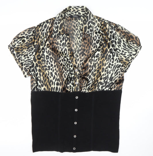 Star by Julien Macdonald Leopard Print Collared Blouse Women’s Size 16