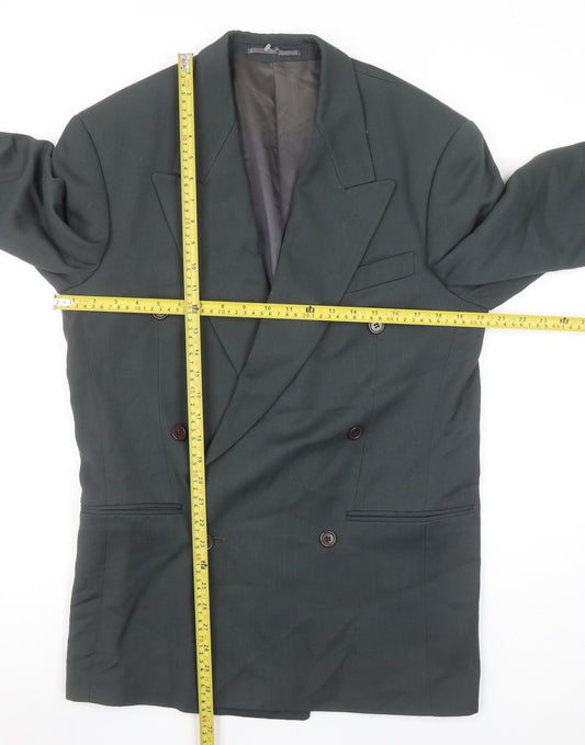 Next Mens Green Wool Blend Double Breasted Blazer Jacket 36R Classic Fit