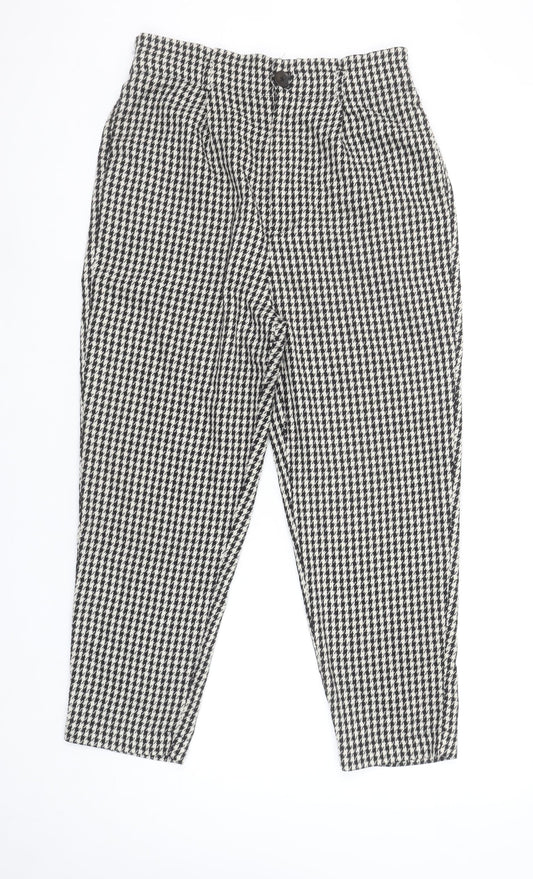 Stradivarius Womens Black & White Houndstooth Tapered Trousers XL