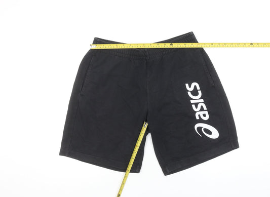 Asics Men's Black Sweat Shorts Size L Elastic Waist Casual Sportswear