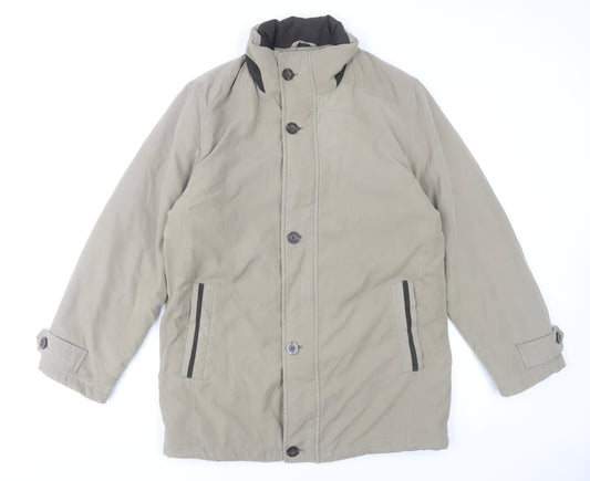 Frank Eden Men's Beige 38R Mid-Length Button Jacket