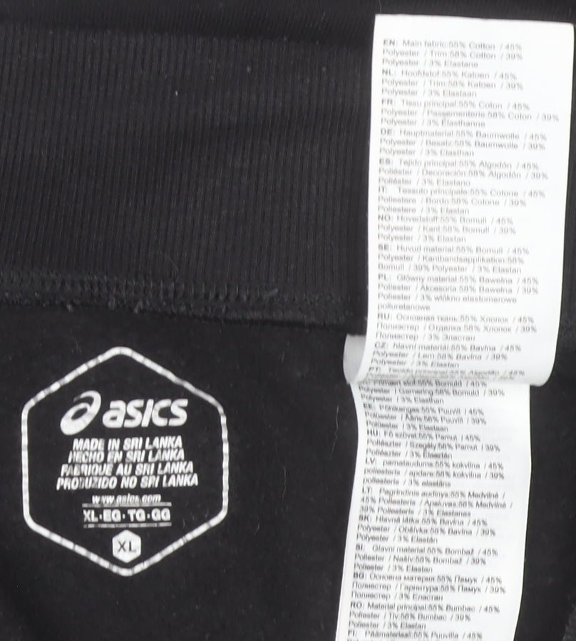 ASICS Men's Black XL Jogger Trousers with Logo and Ankle Zip