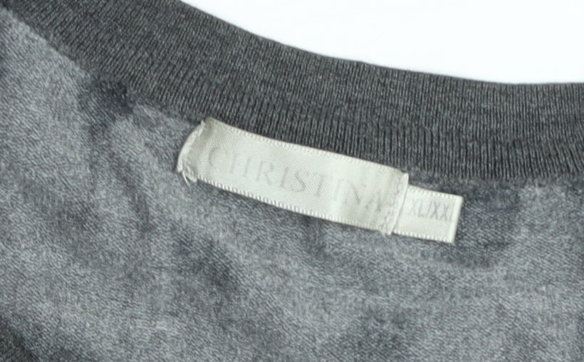 Christina Womens Grey Floral Wool Knit Cropped T-Shirt XL