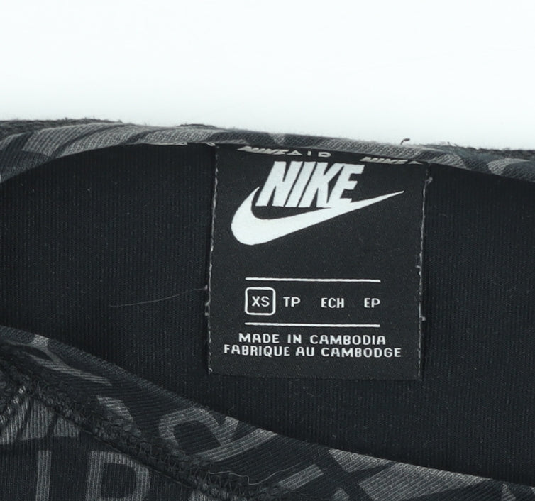 Girls UK Size XS Nike Black Cropped T-Shirt