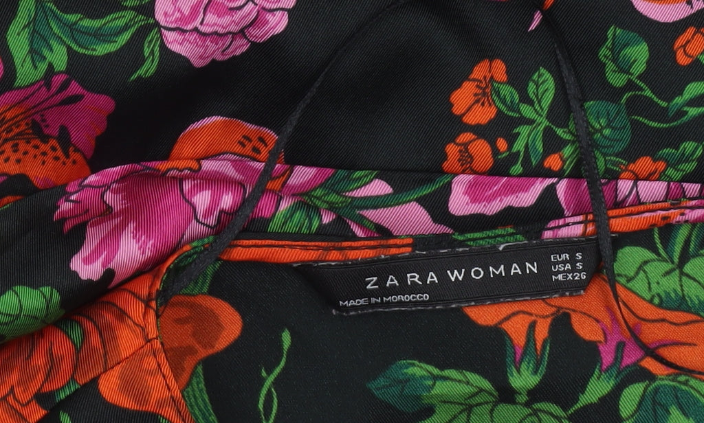 Zara Woman Women's Multicoloured Floral Short Wrap Dress Size 8
