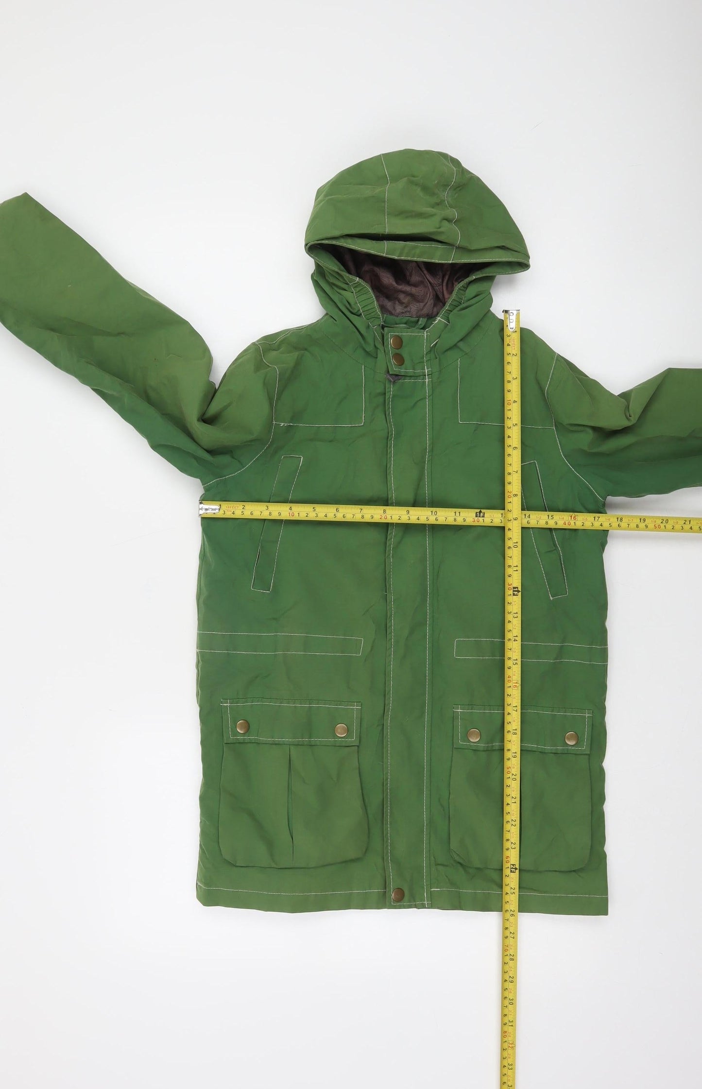 Peter Storm Boys Green Hooded Parka Coat - Size 13 Years, Lined Outdoor Jacket