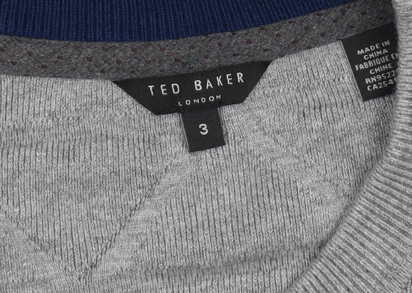 Ted Baker Men's Grey M Cable-Knit Crew Neck Pullover Jumper