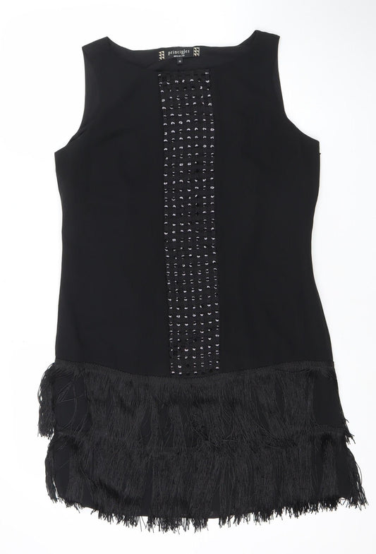 Principles by Ben de Lisi Women's Black Size 12 Fringe Sequin Shift Dress