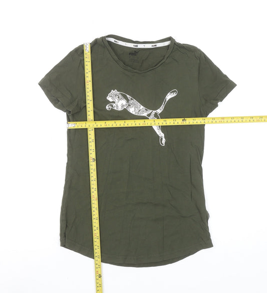 Puma Womens Green XS Basic Sport T-Shirt