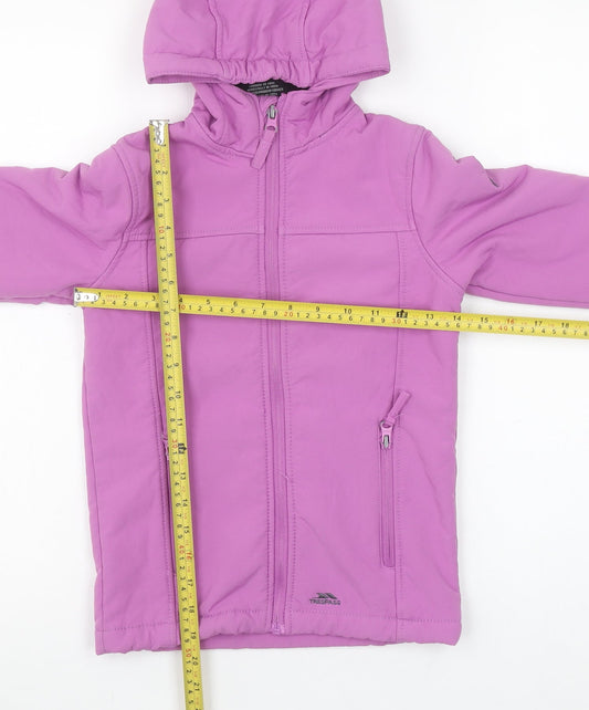 Trespass Girls Purple Softshell Hooded Jacket 5-6 Years Waterproof Lined