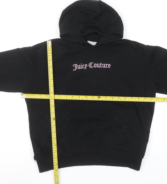 Juicy Couture Girls Black Pullover Hoodie 14-15 Years Logo Fleece