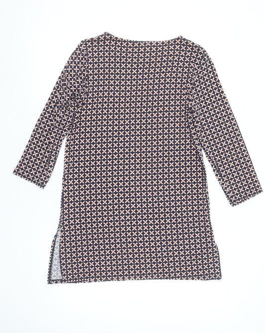Additional front view of Principles Women’s Blue Geometric 3/4 Sleeve Tunic Blouse, size UK 10