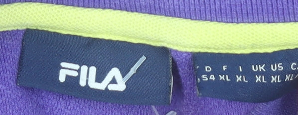 Brand and care label for Fila Men's Purple XL Polo Shirt Retro Sports Casual