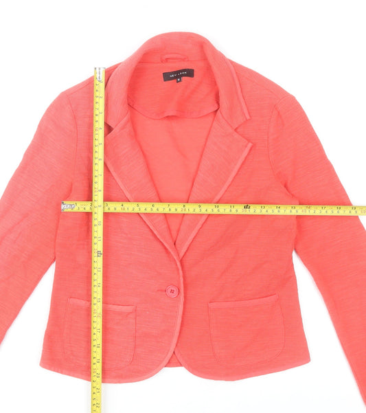 New Look Women’s Pink Cotton Blend Blazer Jacket Size 10