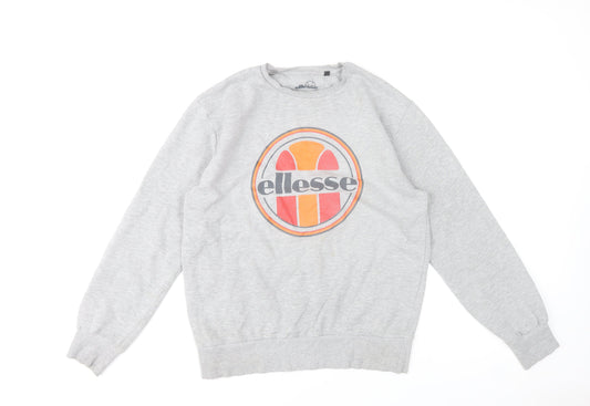 Additional front view of Ellesse women’s grey crew neck sweatshirt medium logo print casual