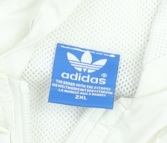 Adidas Men's 2XL Black Grey White Hooded Windbreaker Jacket