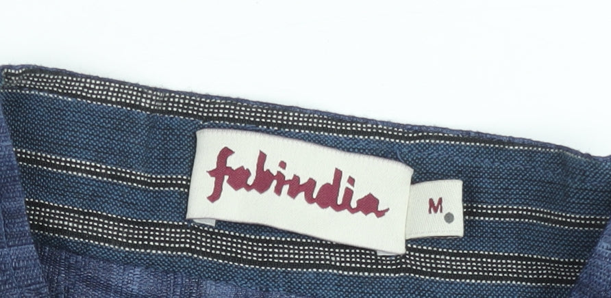 Fabindia Men's Blue Cotton Waistcoat Regular Fit Classic Style M