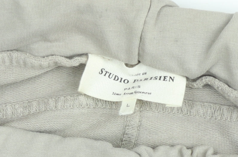 Studio Parisien Men’s Beige Jogger Trousers L Elastic Waist Cotton