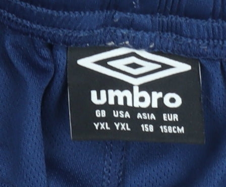 Umbro Boys Blue Athletic Football Shorts Size 13 Years Polyester
