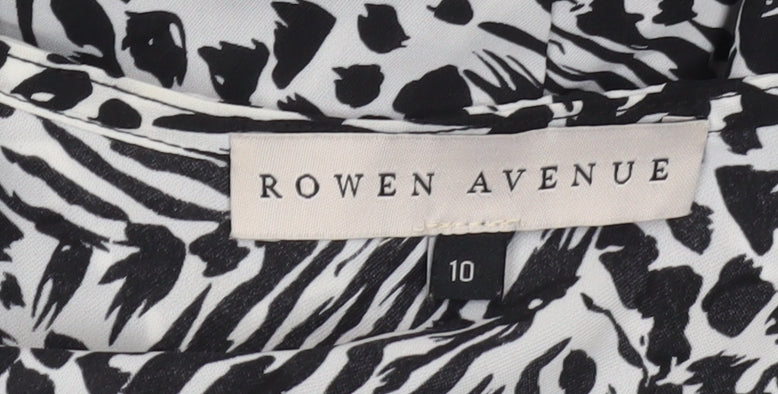 Rowen Avenue Womens Black Midi A-Line Animal Print Dress Size 10