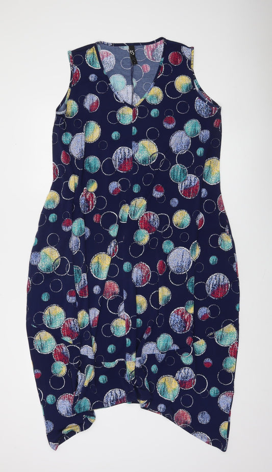 TS Womens Multicoloured Geometric V-Neck Sleeveless Shift Dress Size S