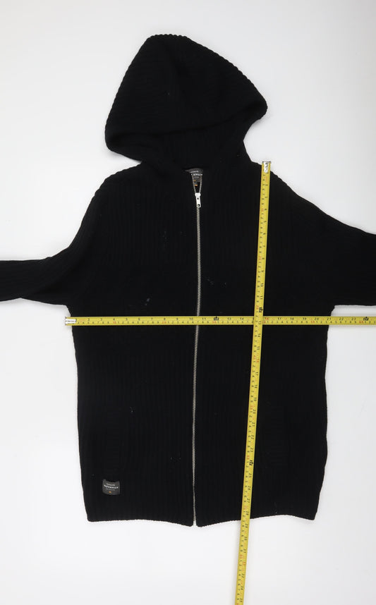 Quiksilver Waterman Men’s Black Wool Cotton Hooded Full Zip Jumper S