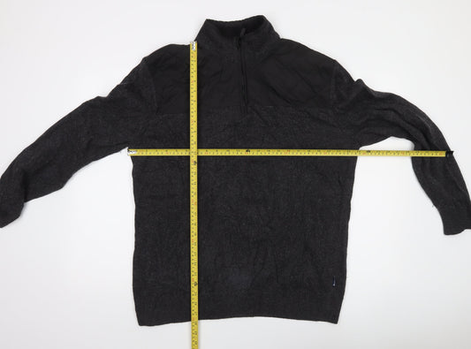 Barbour Men's Grey Wool Blend Half Zip Jumper L