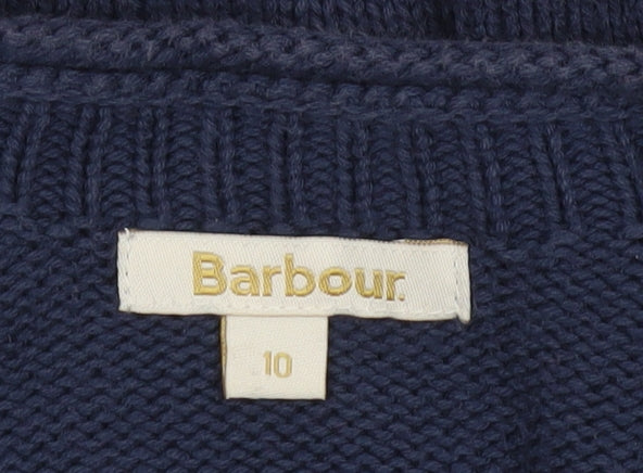 Barbour Women's Blue Cotton Crew Neck Jumper Size 10
