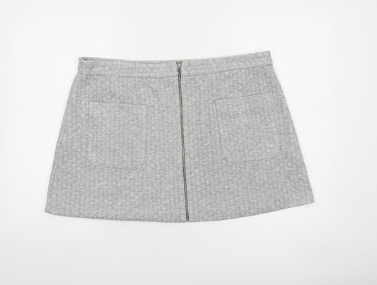 Dunnes Women Grey A-Line Short Skirt Size 18 Stretch Jersey