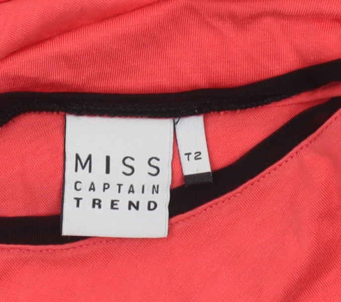 Miss Captain Trend Women's Red Long Sleeve Scoop Neck T-Shirt M