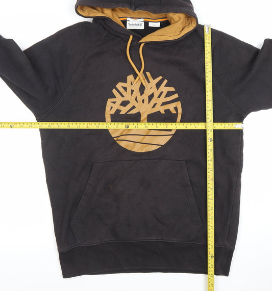Timberland Men's Black Pullover Hoodie M Regular Fit Graphic Logo