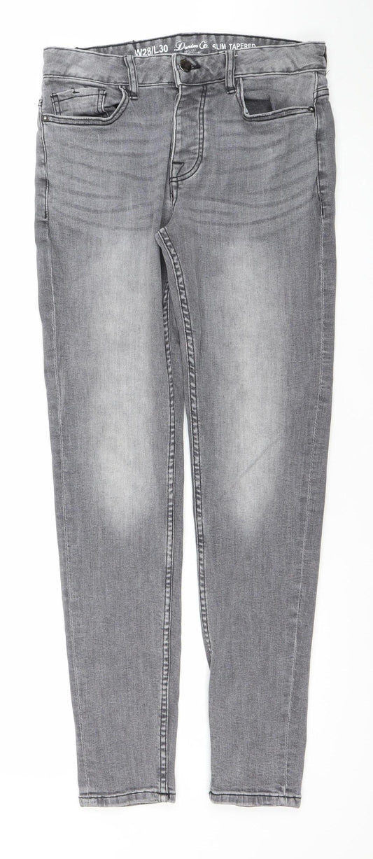 Additional front view of Denim Co. Men's Grey Slim Tapered Jeans 28W 30L Cotton Blend