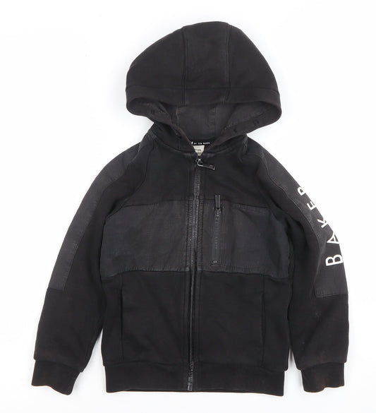 Ted Baker Boys Black Full Zip Hoodie 5 Years Cotton Blend Logo Detail