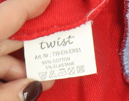 Twist Women Red Collared Polo Style Long Sleeve Top Size 14