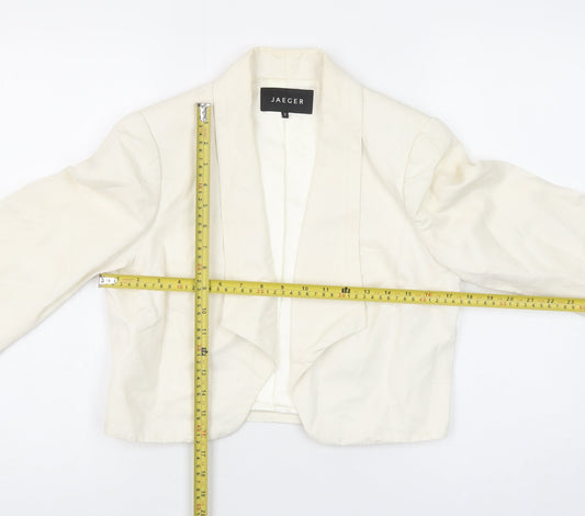 Jaeger Women Ivory Cropped Linen Silk Blazer UK 12