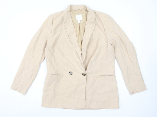 H&M Women Beige Double-Breasted Blazer UK 12 Regular Fit