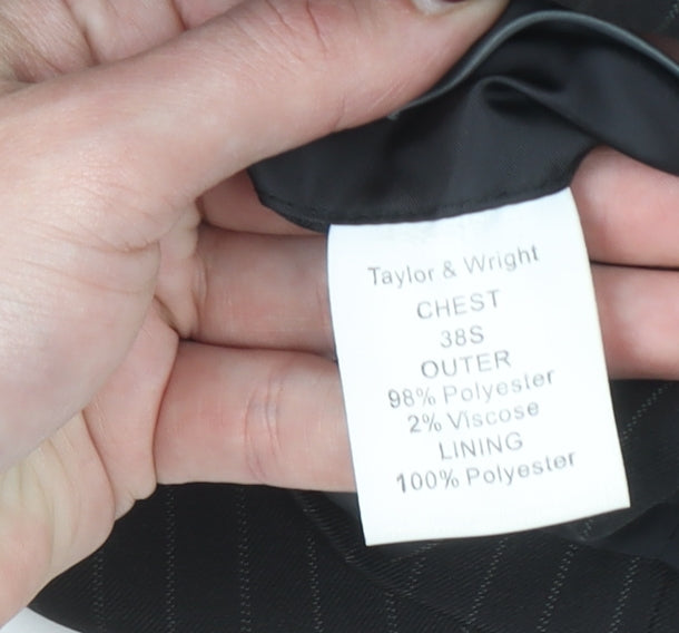 Taylor & Wright Men's Black Pinstripe 38S Suit Jacket
